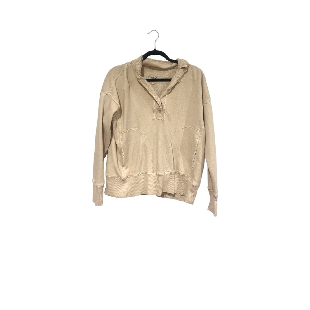 Yellowish/cream aerie half button crewneck